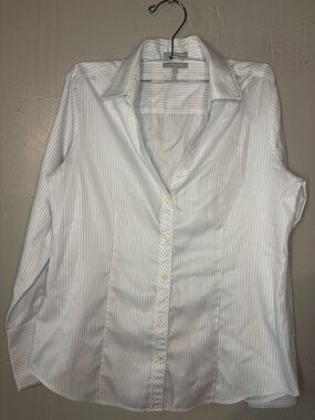 Hinson Wu 100% cotton White Pinstripe Button-Up Shirt